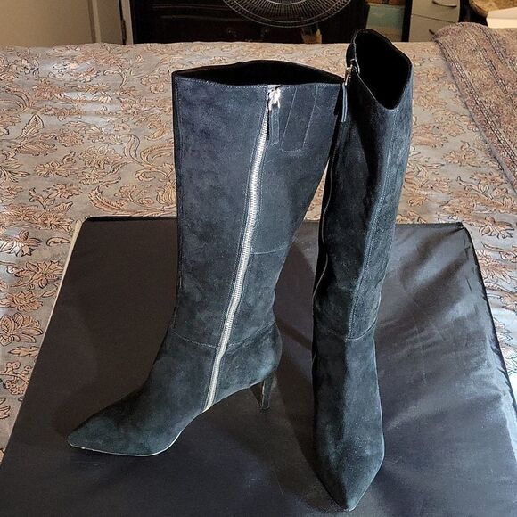 NINE WEST LONG BLACK SUEDE KNEE BOOT - Picture 5 of 16